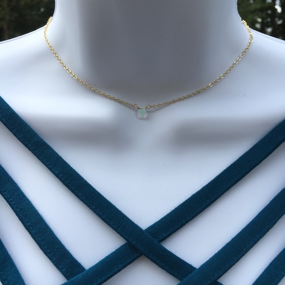 Genuine Opal Teardrop 14k Choker - Picture 3 of 8